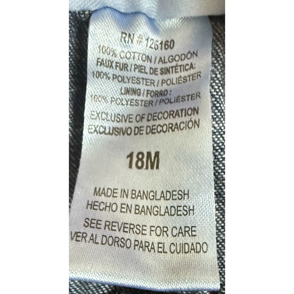 Daisy Fuentes Baby Girl 18M Denim Floral Embroidered Faux Fur Collar Jean Jacket - Picture 5 of 9